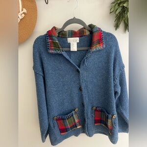 246 mandal bay vintage ramie wool button up cottage core large sweater